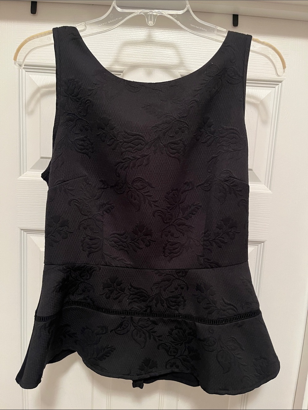 Worthington Black Floral Textured Peplum Top